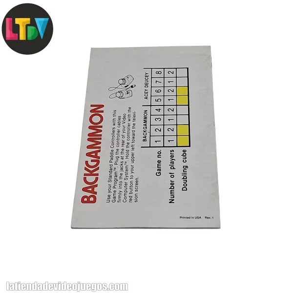 Manual Backgammon Atari 2600 - Imagen 2